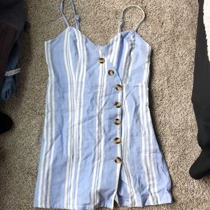 Blue & white striped romper